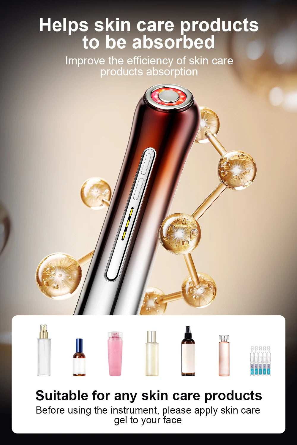 Photorejuvenation Women's Facial Contour Enhancing Beauty Tool with Colored Light Home Skin Care Device EMS Microcurrent