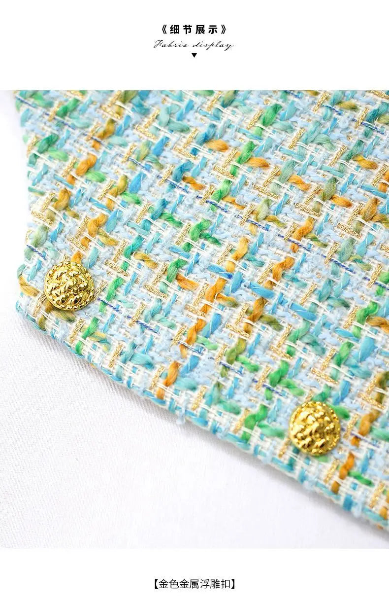 جاكيت عصري للنساء 2025، بلوزة قصيرة متعددة الاستخدامات من التويد المضفر، مناسبة لفصل الربيع والخريف