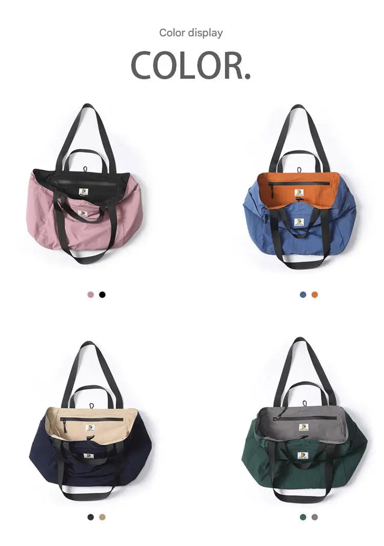 Reversible Travel Tote Bag Large Capacity Foldable Carry On Duffle Bag Canvas Shoulder Luggage Packing Bag for Women Men