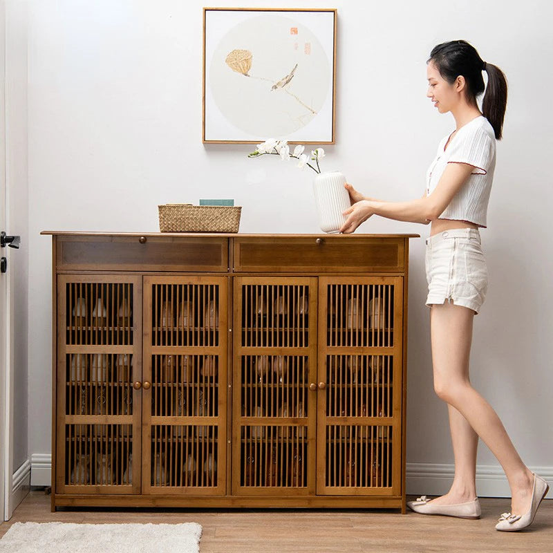 Household Dust-proof Shoe Cabinet Simple Shoe Rack Multi-layer Storage Rack Solid Wood Entrance Storage Storage Cabinet