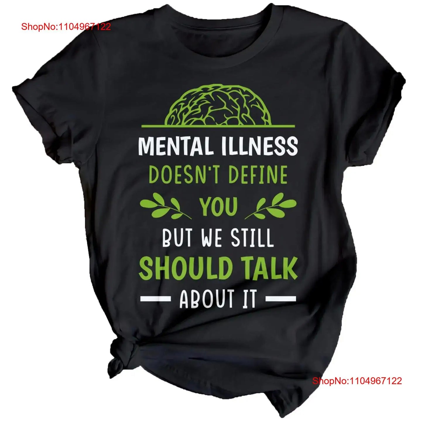 Womens Brain Mental Health Awareness T Shirt Top Anxiety Emotional Wellness MHA vintage Washed Breathable homme Slightly Unisex