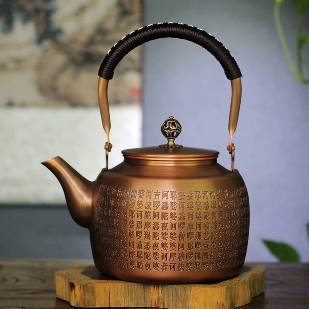 New high-capacity red copper teapot, Household gas stove boiling water kettle, Health wellness tea kettle, Kungfu tea set, 2.0L