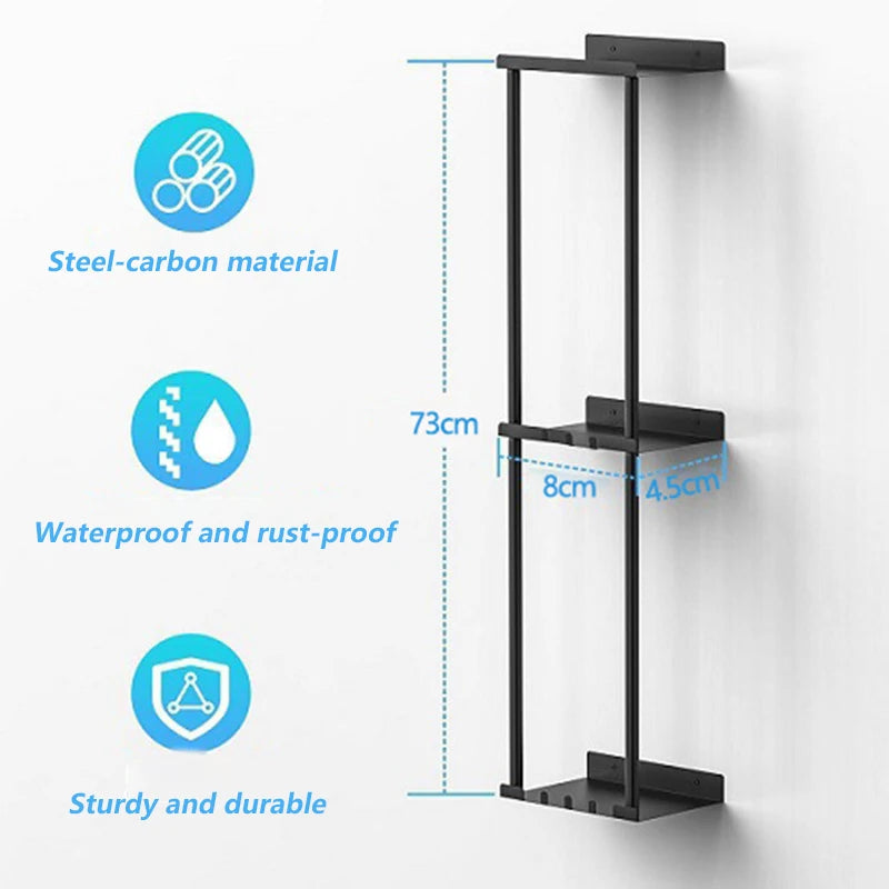 Bathroom Storage Holders Metal 3-tier Shelf Storage Holders Multifunctional Towel Holder Racks Wall Organizer Racks Home Decor