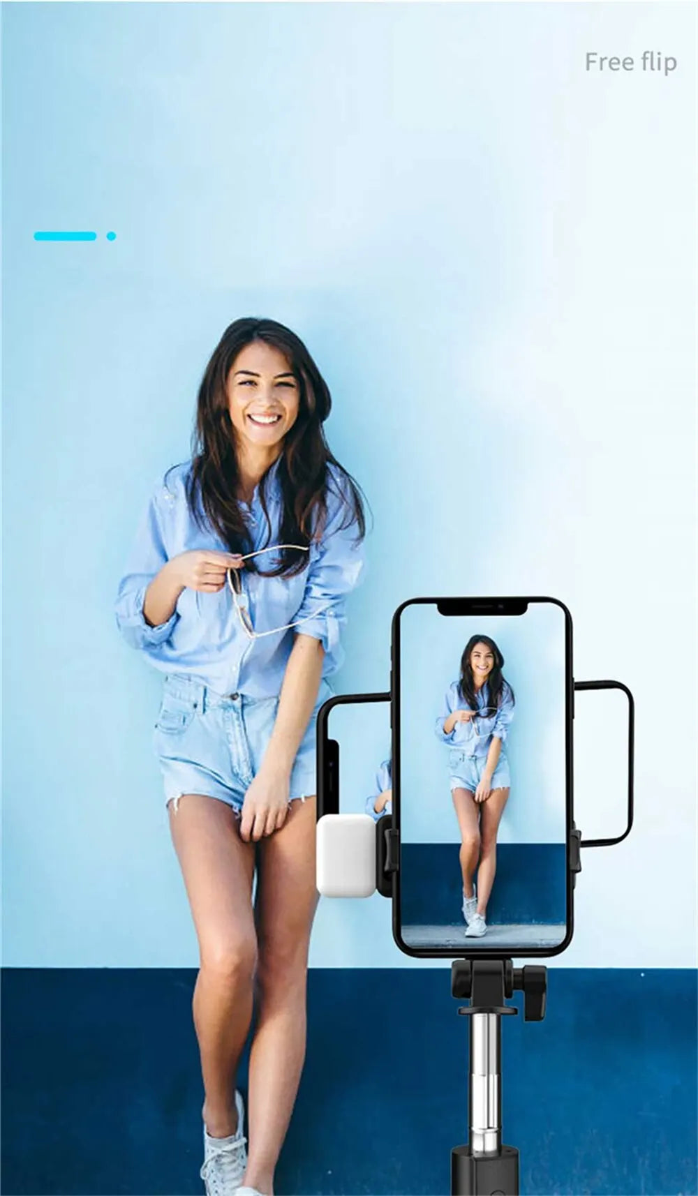 Cell Phone Selfie Stick Tripod Bluetooth Remote Wireless Selfi Stick Phone Holder Stand with Beauty Fill Light for Phone