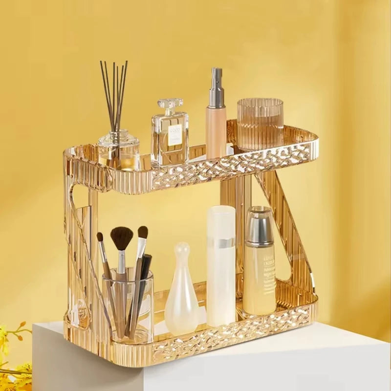 Bathroom Double Layer Cosmetics Storage Rack Toilet Hangable Cosmetic Storage Shelf Washstand Desktop Skincare Storage Organizer