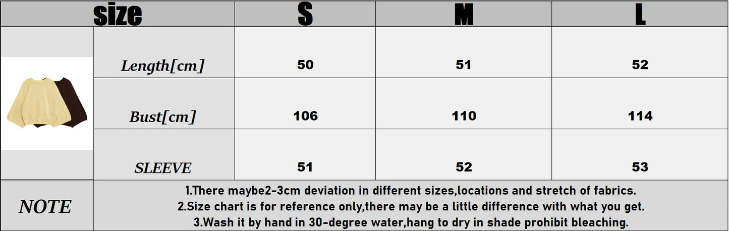 2025 New Women's Casual Fashion Trendy Round Neck Wide Sleeve Comfortable Knitted Sweater Top Yellow Blouse Daily Outlooks