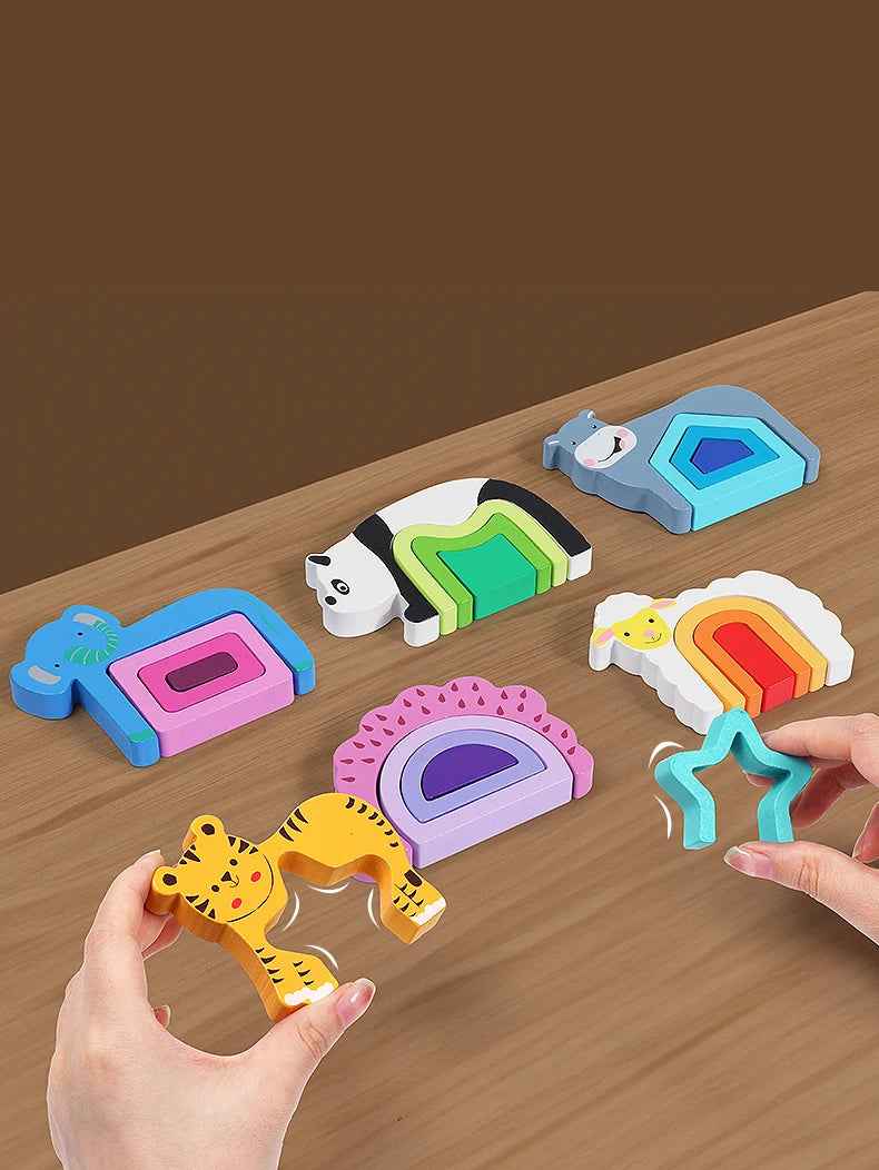 Toddlers 3D Wooden Puzzles Educational Toys Montessori Toys for Kids Educational Games Shape Intelligence Toys Children's Gifts