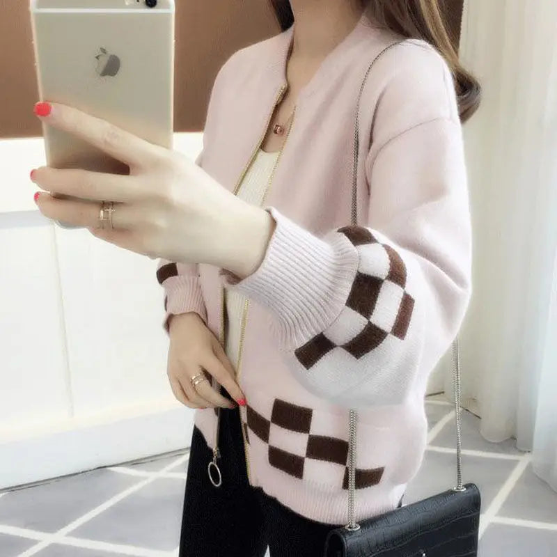 Women's Clothing Vintage Fashion Short Style Knit Cardigan Autumn Winter New Casual Loose O-neck Long Sleeve Sweaters Lady Tops