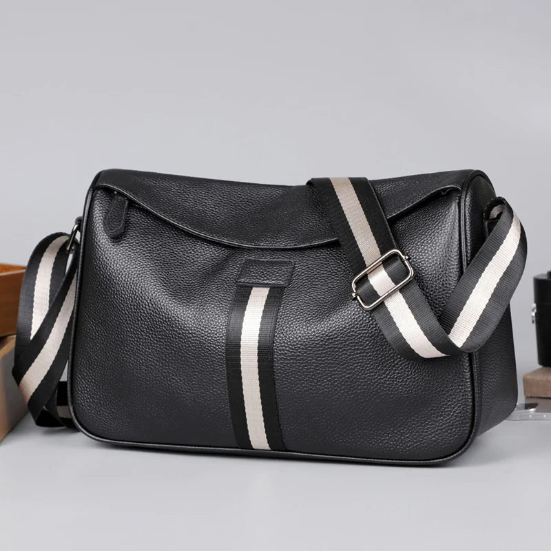 Genuine Leather Women Men Shoulder Bags Cowhide Leather New Design Crossbody Messenger Bags Fashion Style Commuting Sac A Main