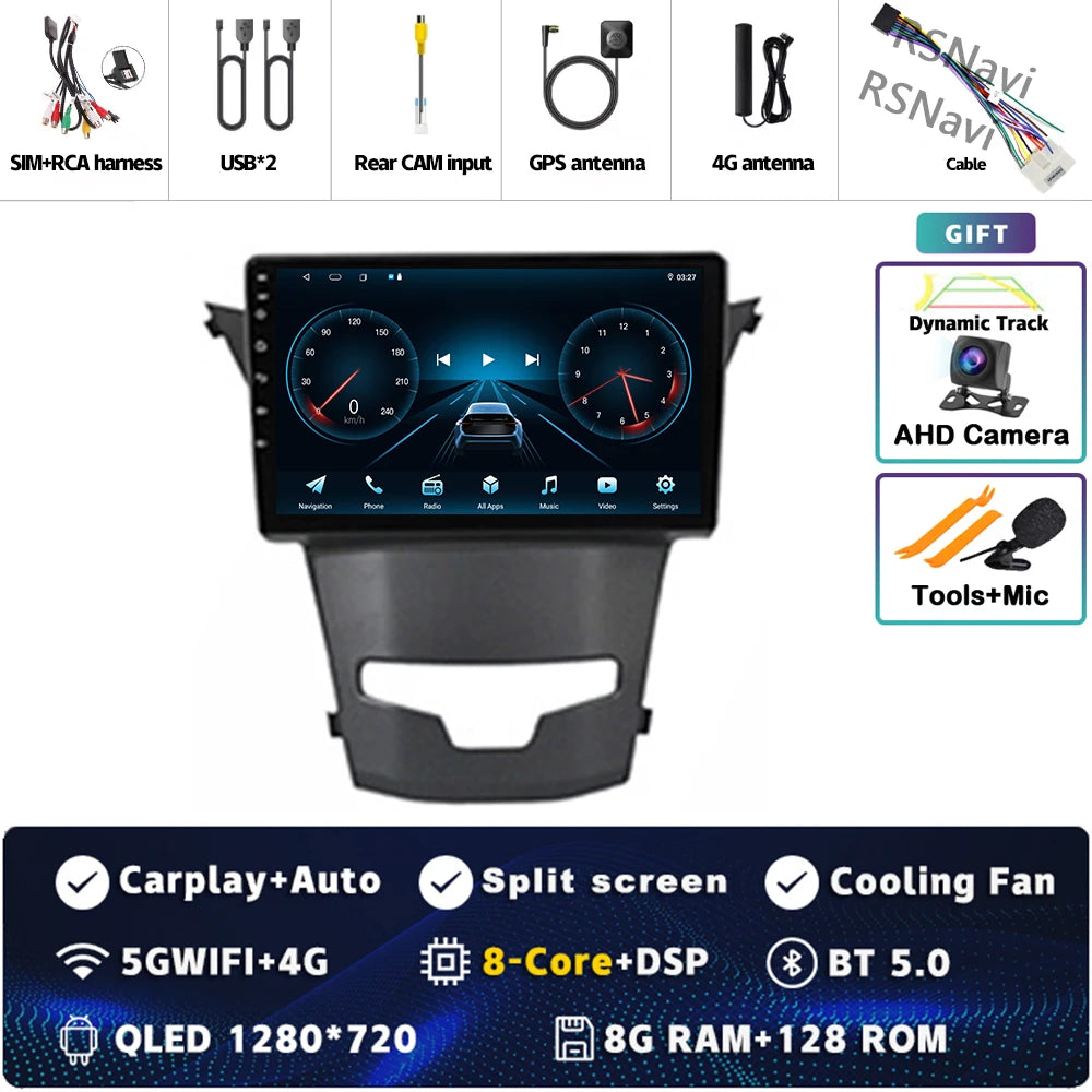 أندرويد 15 لسيارة سانج يونج كوراندو 3 أكتيون 2 2013-2017 2K QLED راديو السيارة بنظام أندرويد مشغل فيديو متعدد الوسائط GPS ستيريو CarPlay 4G BT