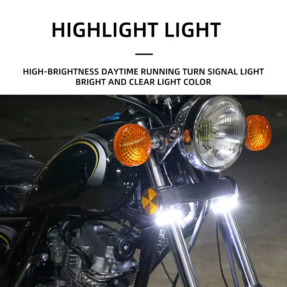 2Pcs 36LED Ring Fork Strip Flashing Indicator Motorcycle Turn Signals DRL White Amber Flasher Warning Running Lamp Blinker Acces