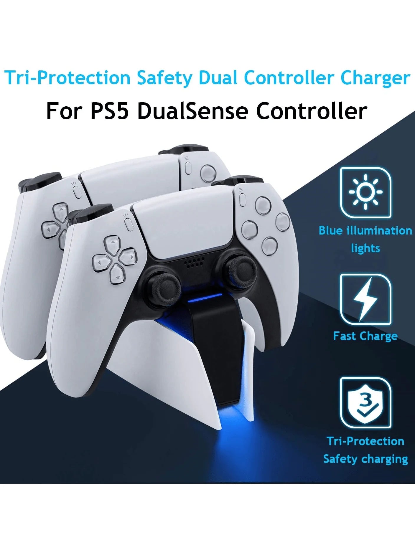 Game Wireless Charging Station for PS5 with Dual Fast Charger Dock and LED Charging Indicators SwiftNest