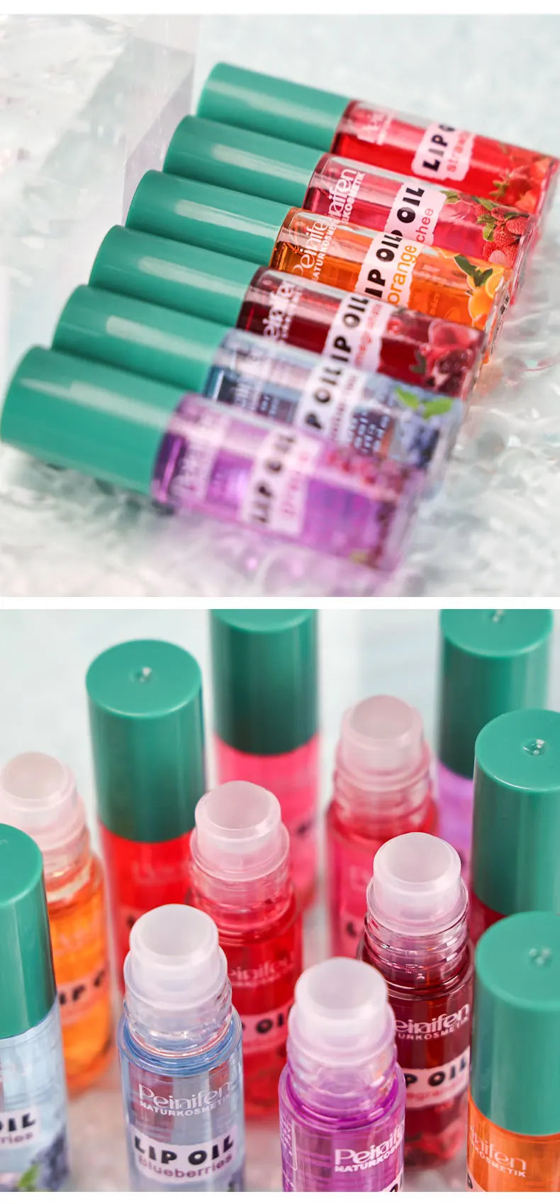 6PCS Fruit-Flavored Lip Balm Set Watery Lip Gloss Lip Oil Smooth Lip Lines Plump Lips Beauty Care Kit for Lip Hydration