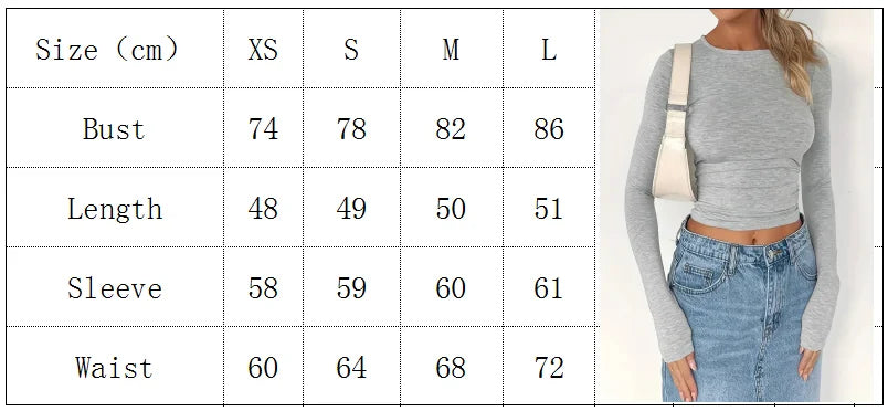 Womens Long Sleeve Shirts Basic Spring Crop Tops Fall Fashion Layering Slim Fitted Y2k Tops