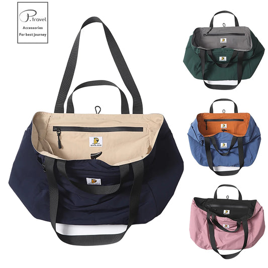 Reversible Travel Tote Bag Large Capacity Foldable Carry On Duffle Bag Canvas Shoulder Luggage Packing Bag for Women Men