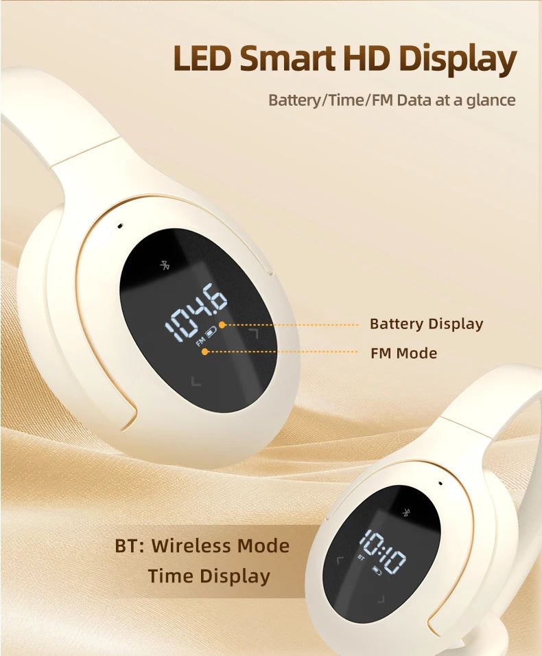 Bluetooth Headset with FM Radio Wireless Headset Bluetooth Earphone For HIFI Stereo With Built-in Mic