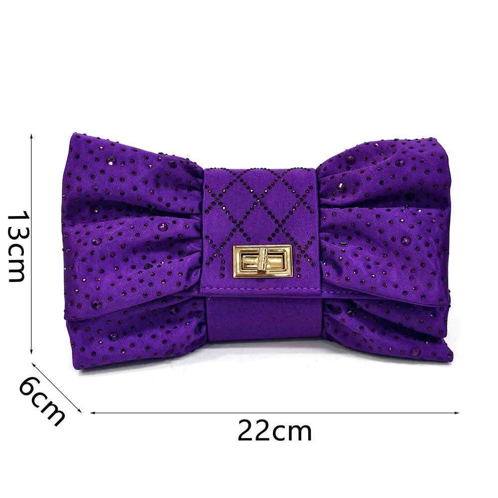 Latest Women Italian Shoes and Matching Bags Decorated with Rhinestone Elegant Pointed Toe Wedding Shoes Bride