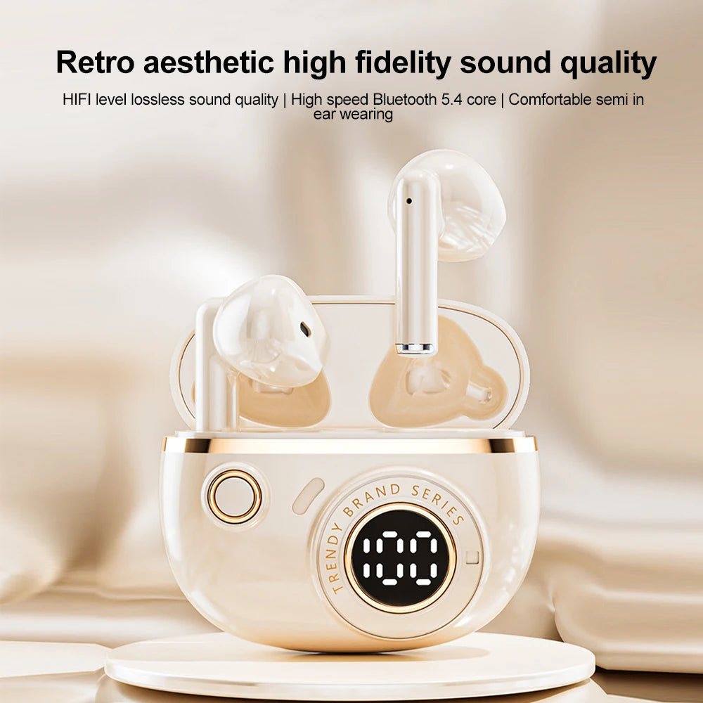 Bluetooth 5.4 Earphones TWS Wireless Headphones Mini Earbuds LED Display Gaming Headsets HiFi Stereo Noise Reduction Earphone