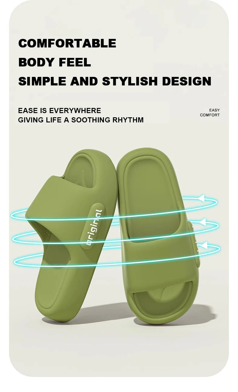 New Summer Platform Cloud Slippers Women Comfy Solid Color Soft Sole EVA Pillow Slides Woman Couple Non Slip Beach Flip Flops