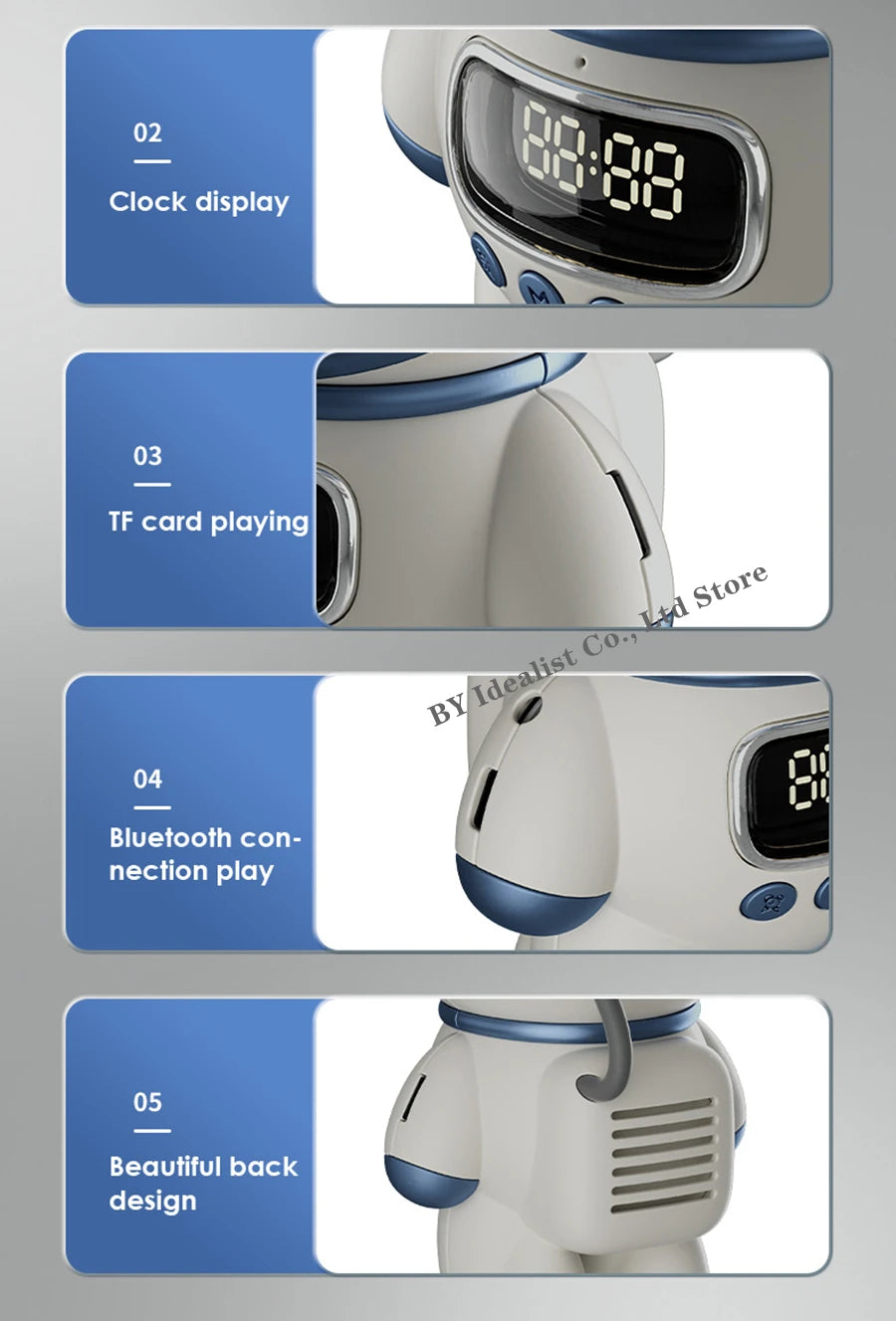 مكبر صوت بلوتوث رائد فضاء لاسلكي صغير محمول ذكي مكبرات صوت ستيريو باس راديو FM مضخم صوت مكبر صوت موسيقى
