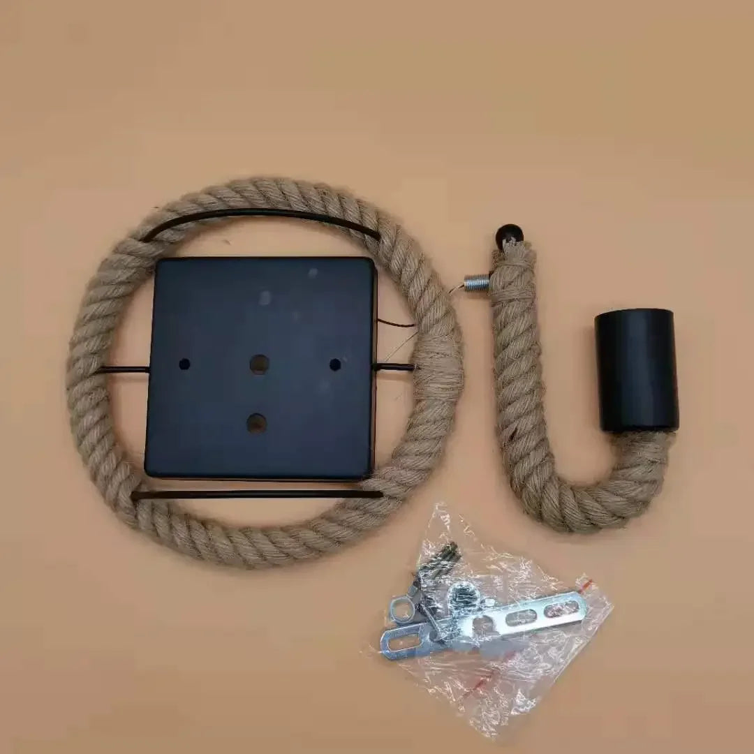 Bedside bedroom decorative wall lamp retro staircase hallway iron hemp rope lamp American industrial style Sconce lamp