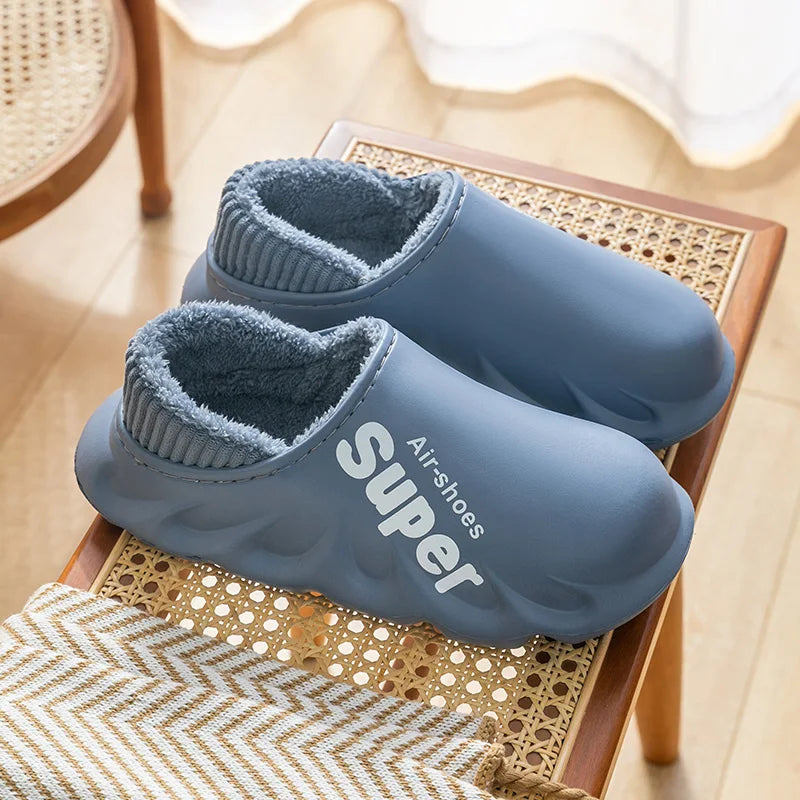 New Winter Men Women Warm Slippers Cotton Slippers Outdoor Indoor Warm Shoes Men's Couple House Bedroom Plush Slippers Big Size