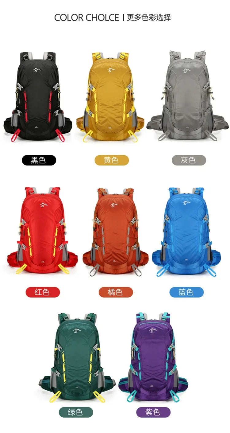 Outdoor TravelBackpack 30-40L Men's and Women's Outdoor Sports Bag Waterproof Camping Hiking Rain