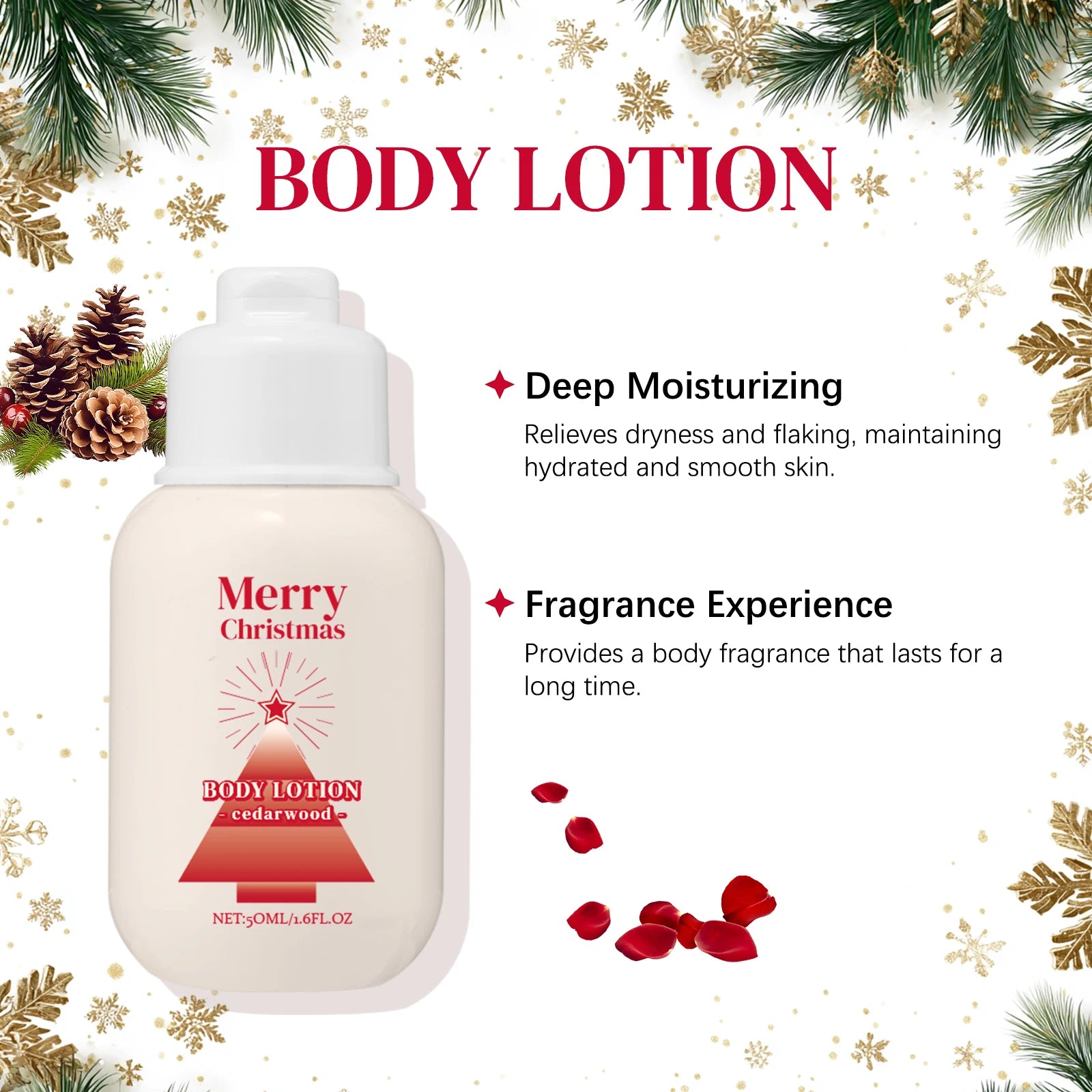 110ml Christmas Boay Care Gift Set Hand Cream Body Lotion Foot Cream & Nail Pen Moisturizing Winter Skin Care Kit for Women Men