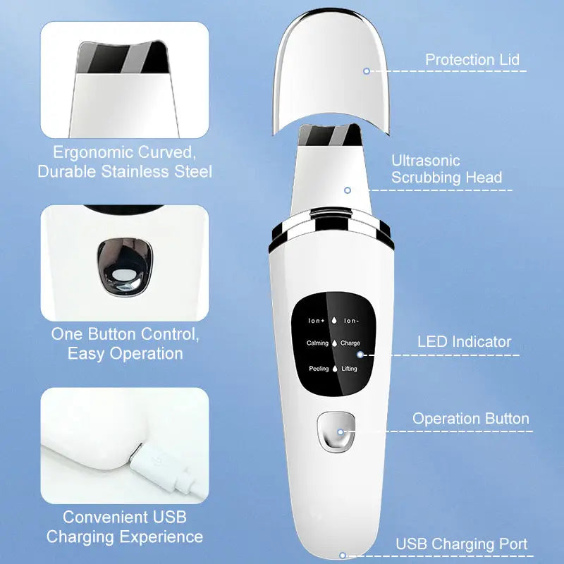 Personal Care Face Exfoliating Device Deep Cleansing Ultrasonic Face Spatula Facial Skin Scrubber