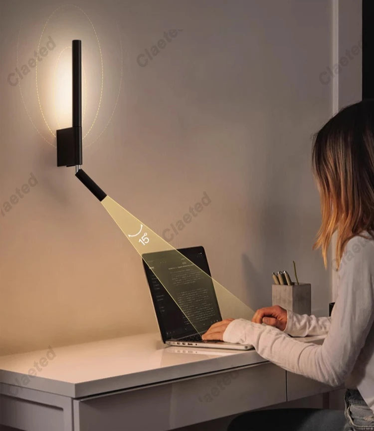 Bedroom Wall Lamp Minimalist Modern Reading Light Homestay Hotel Study Rotating Wall Lamp Adjustable Reading Light With Switch