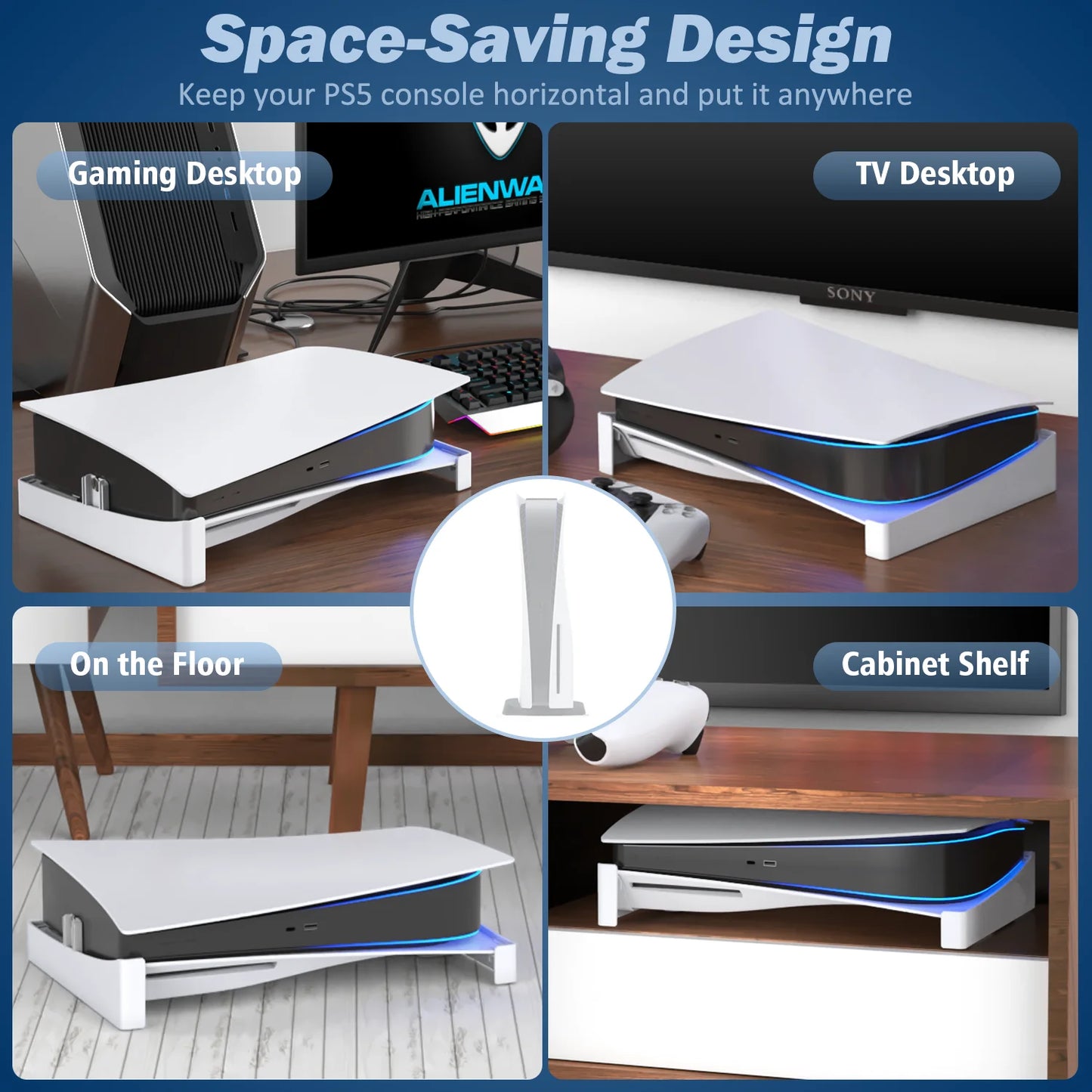 OIVO for PS5 Console Holder PS5 Horizontal Bracket Stand PS5 Base Stand for Playstation 5 Disc & Digital Editions Accessories