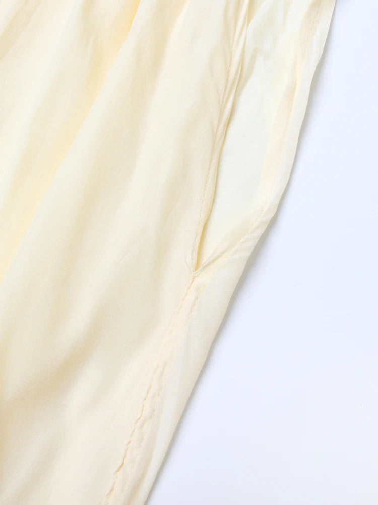 TWOTWINSTYLE Minimalist Dresses For Women V Neck Cloak Sleeve High Waist Ruffles Irregular Summer Dress Female Fashion Clothing