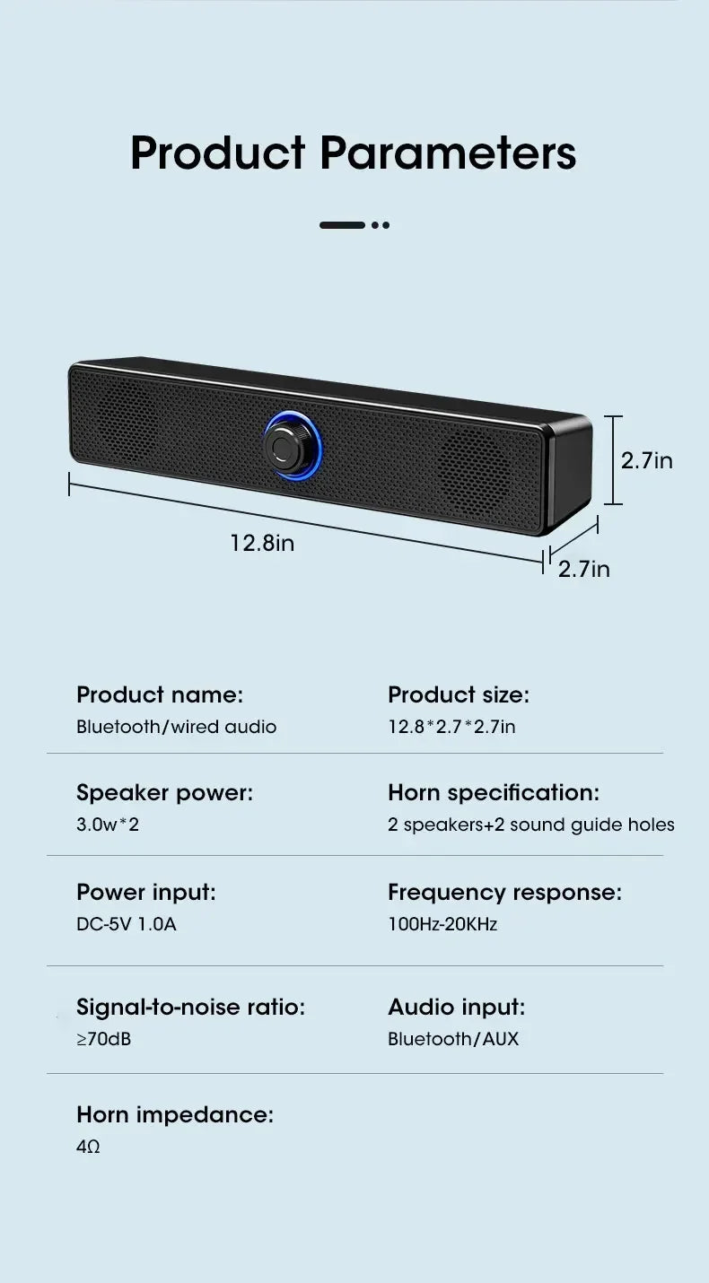 Bluetooth 4D Surround Speaker Home Theater Sound System Computer Soundbar For TV Subwoofer Wired Strong Bass Sports speaker