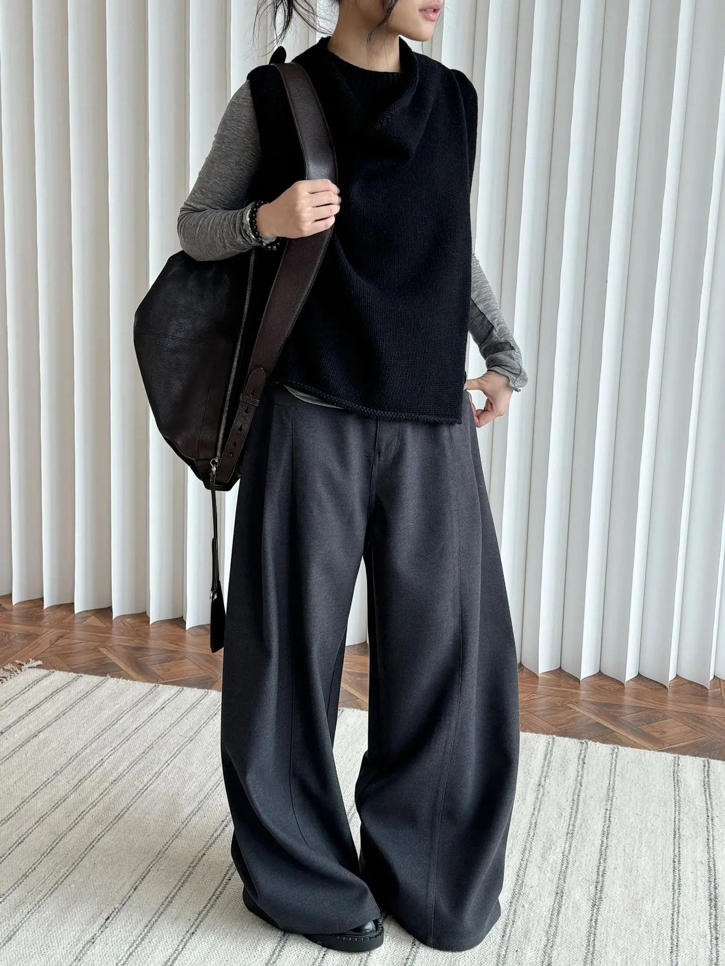 2025 Women Spring Fashion Big Wide Leg Pants High Waist Long Stright Pants Fashion Clothes Pants Female Trousers