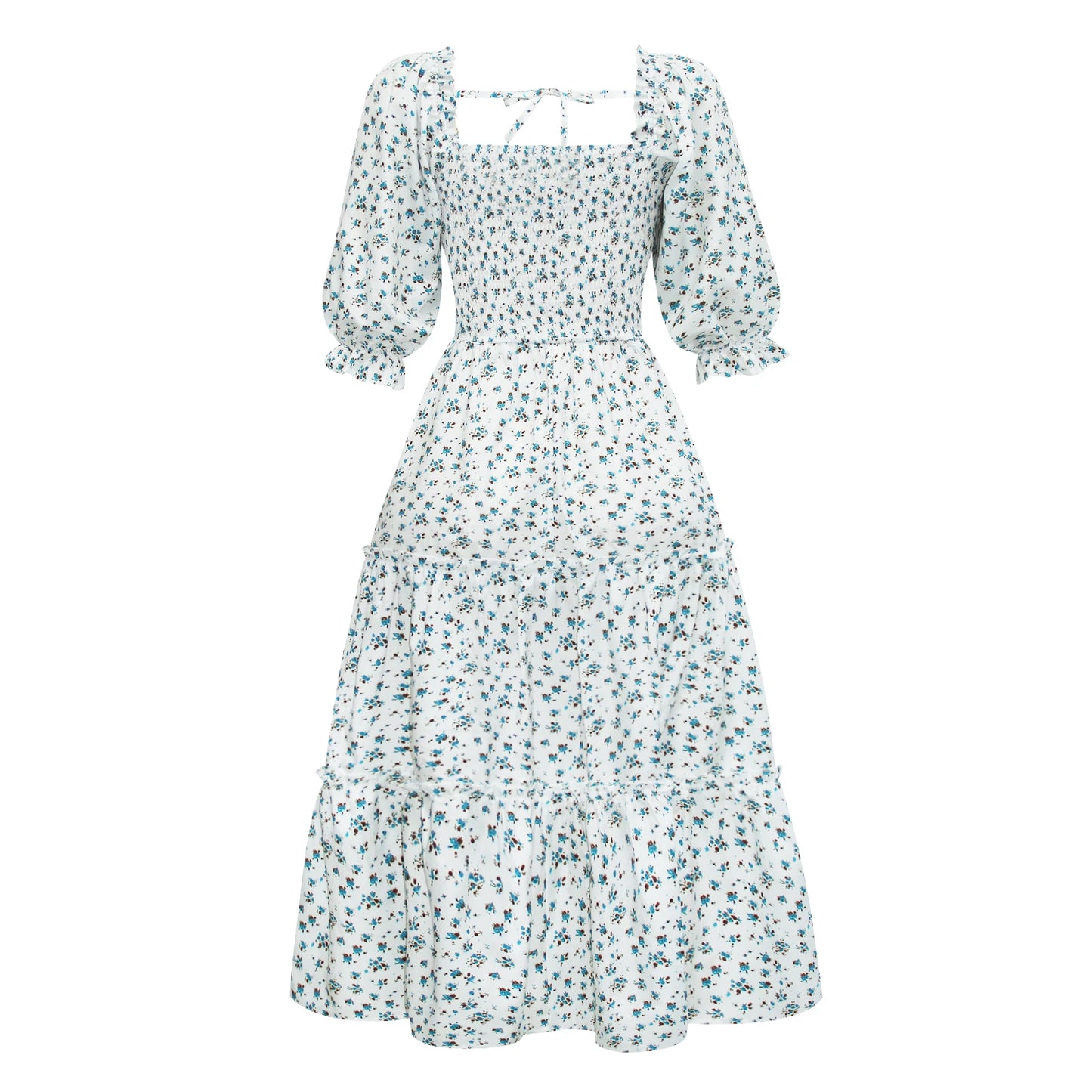 Women's Long Dresses Fashion Floral Ladies Dress Vestidos Vintage Holiday Long Dresses Maid Dress Vestidos Femal Elegant Dresses