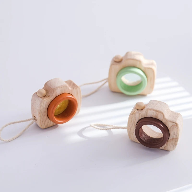 Montessori Baby Toys Education Wooden Blocks Toys for Kids Montessori Education Building Blocks Children Mini Camera Wooden Toys