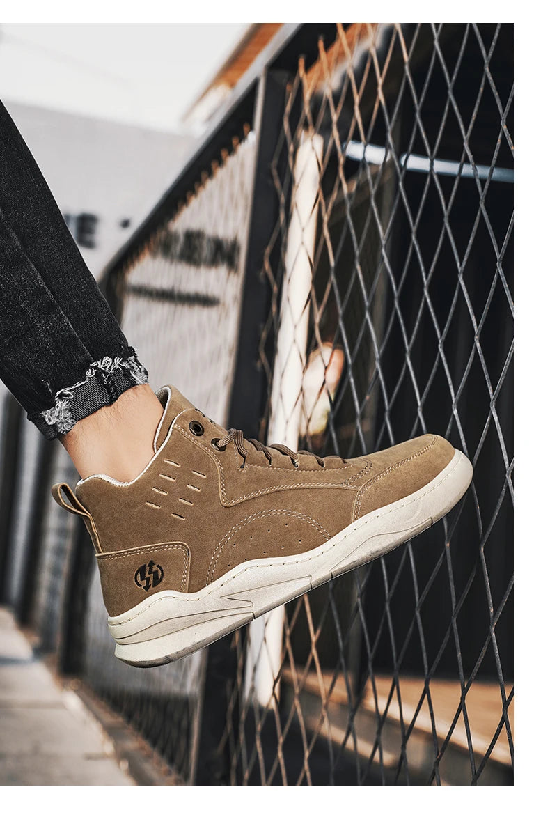 High Top Boots Men's Shoes Fashion Motorcycle Ankle Boots Shoes for Men Winter Boots Men's Sneakers Lace-Up Botas Hombre