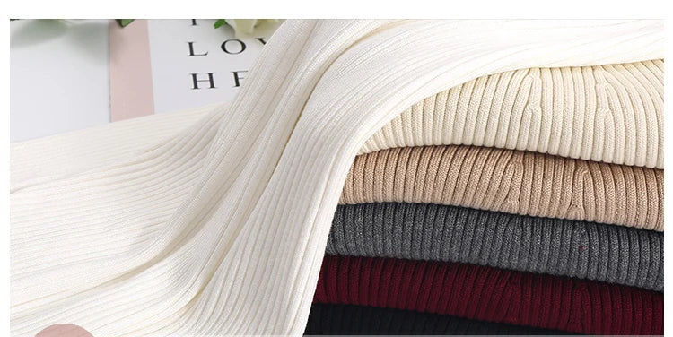 2025 Women Fashion Chic Knitted Tops Autumn Winter Turtleneck Sweater Women Pullovers Long Sleeve Jumper Pull Femme Clothing