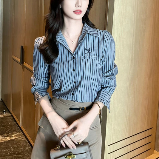 Fashion design Women Blouses for a Chic Look New elegant office ladies striped shirts tops