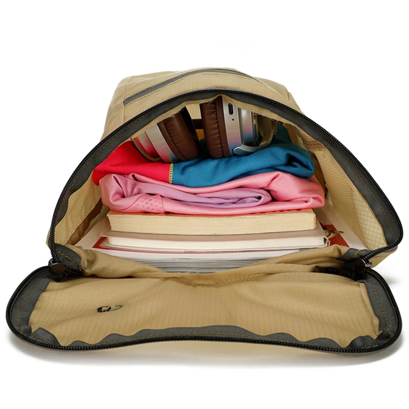 حقيبة ظهر رياضية ترفيهية خارجية، حقيبة قابلة للطي، تخزين خفيف، مقاومة للتآكل، حقيبة ظهر للمشي لمسافات طويلة وركوب الدراجات