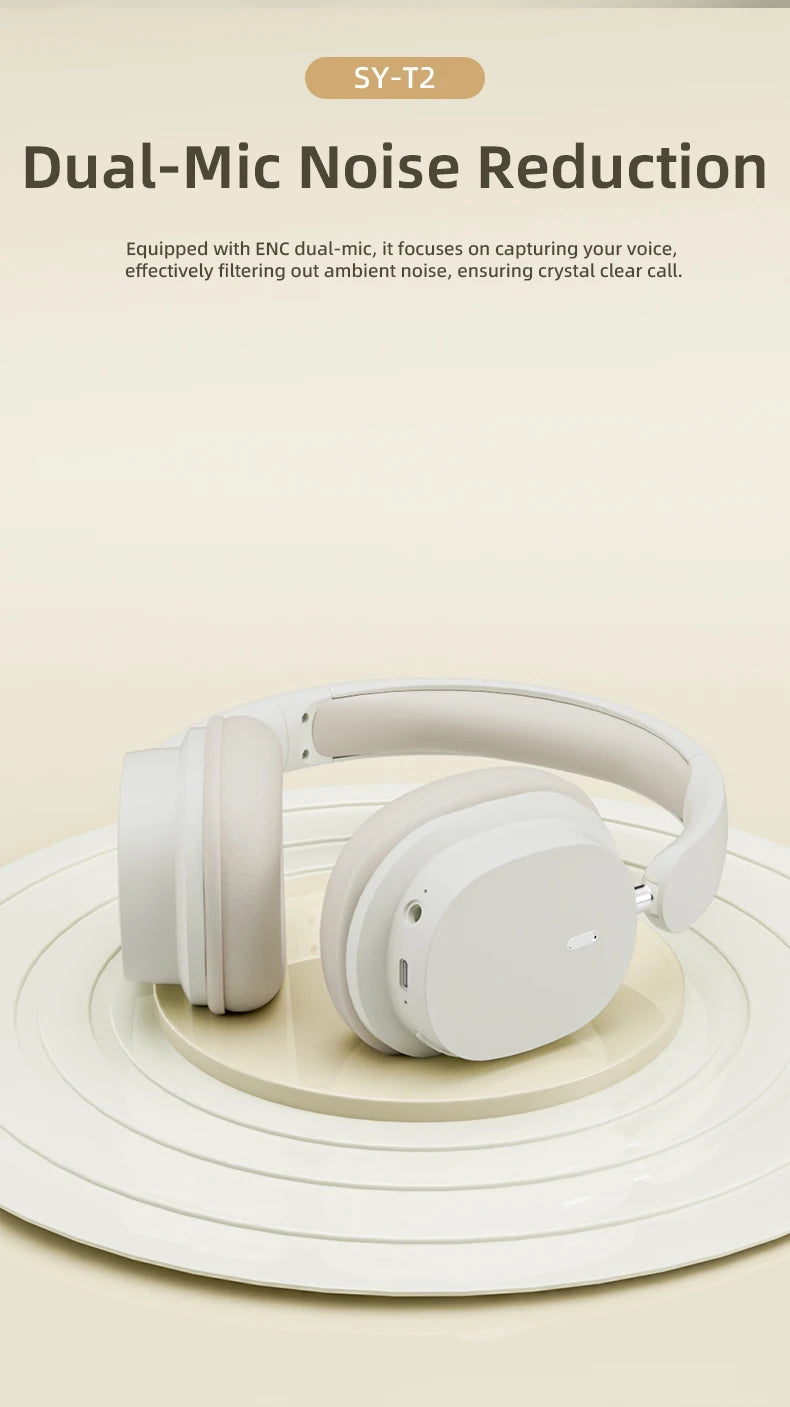 Bluetooth 5.3 Fashion Wireless Headphones HIFI Stereo Portable Over-ear Business Headset Low Latency Gaming Earphones With Mic