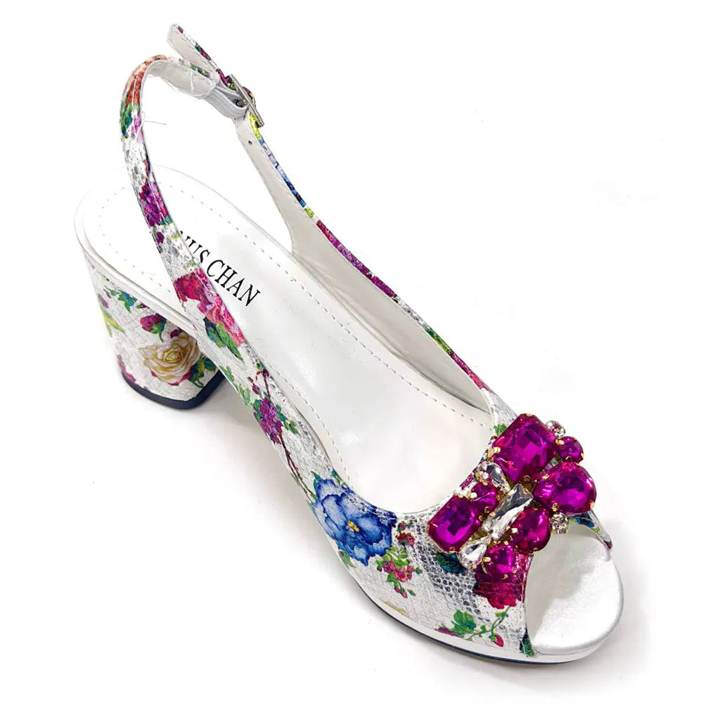 Venus Chan Italian Sandals and Bags Matching Set 2024 Women Heel Party for Gold Colour Wedding Bigger Size Thick Heel Shoes