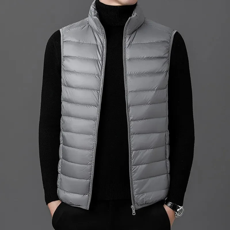 Mens WinterVest Jacket Fashion Warm Cotton-Padded Sleeveless Jackets Autumn Stand-up Collar Casual Waistcoat Brand Clothing
