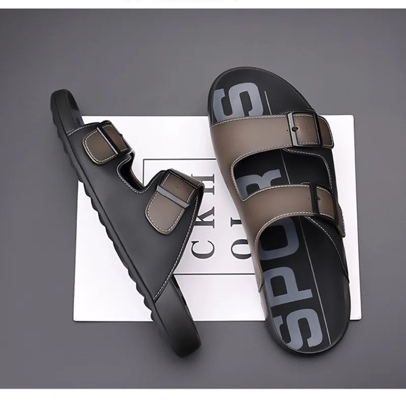 Men's Slippers Original Designer Casual Sandals Luxury Genuine Leather Slippers Outdoor Beach Slippers for Men Summer Flip Flops