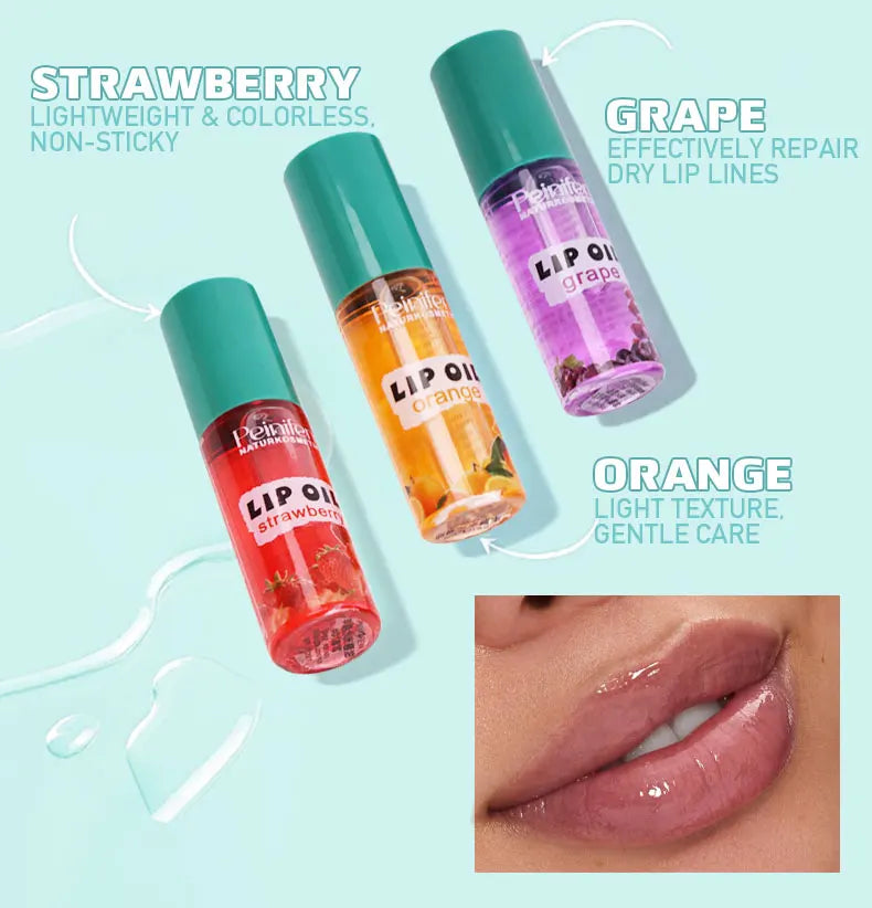 6PCS Fruit-Flavored Lip Balm Set Watery Lip Gloss Lip Oil Smooth Lip Lines Plump Lips Beauty Care Kit for Lip Hydration
