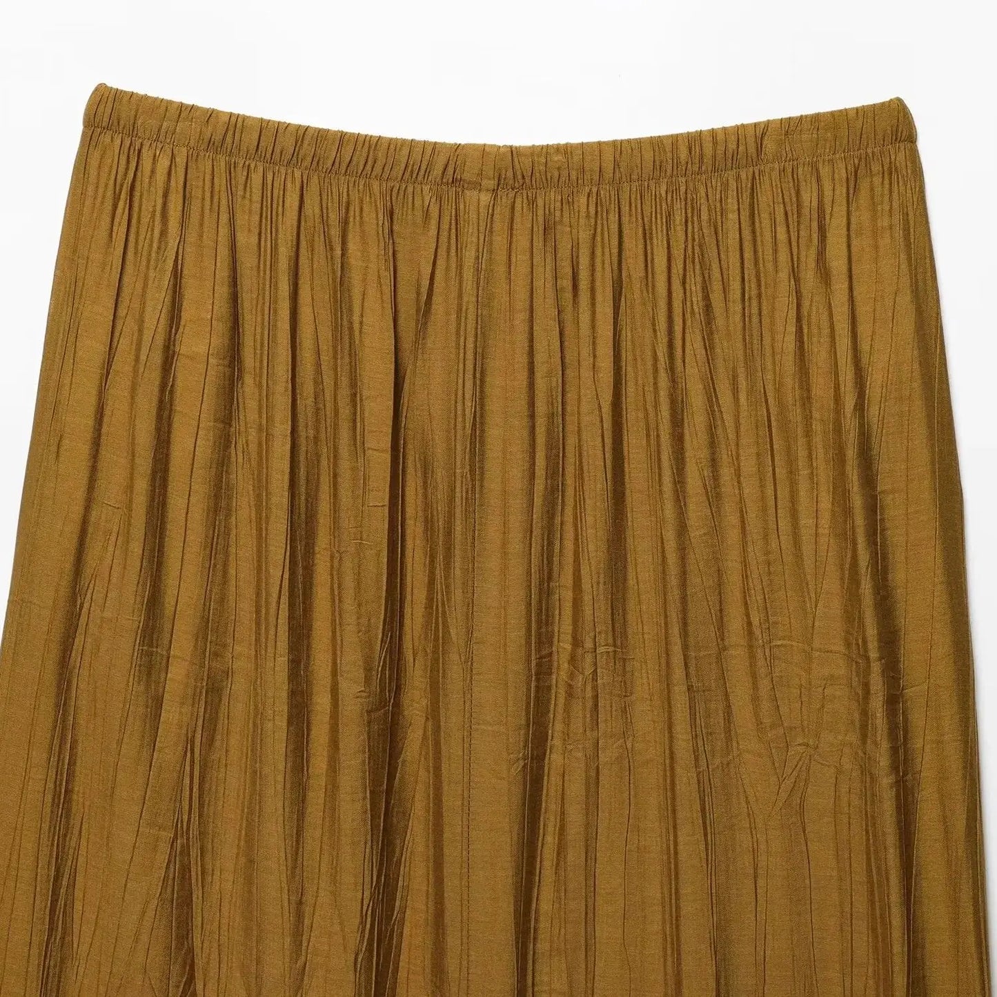 2025 WOMAN fashion European and American style summer new wrinkle effect midi skirt chic bow decorative casual skirt Mujer.