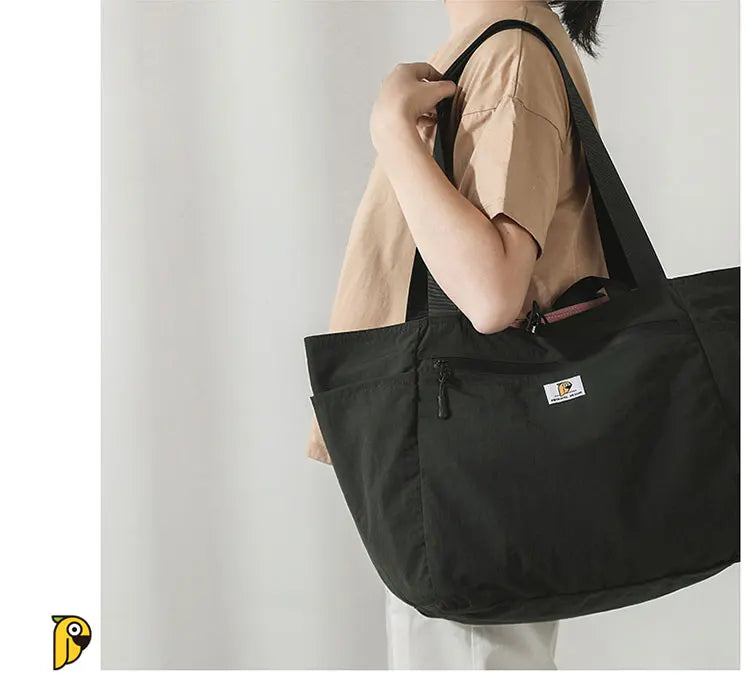 Reversible Travel Tote Bag Large Capacity Foldable Carry On Duffle Bag Canvas Shoulder Luggage Packing Bag for Women Men