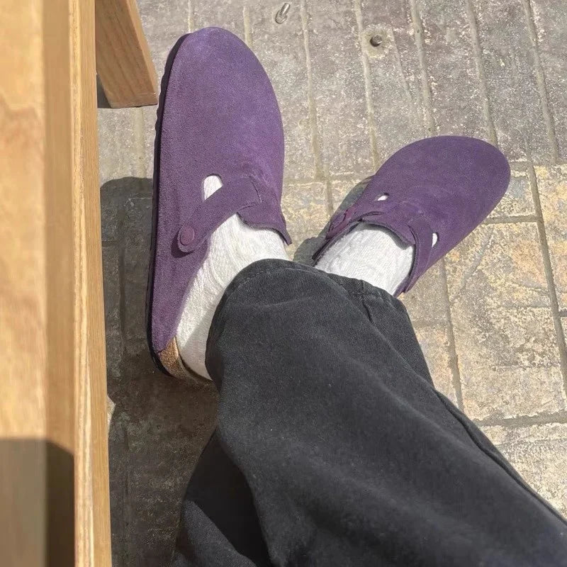 Women's Suede Mules Clogs Slippers Soft Insole Sandals With Arch Support Shoes Outdoor Beach Suede Clogs Slippers Slides For Men