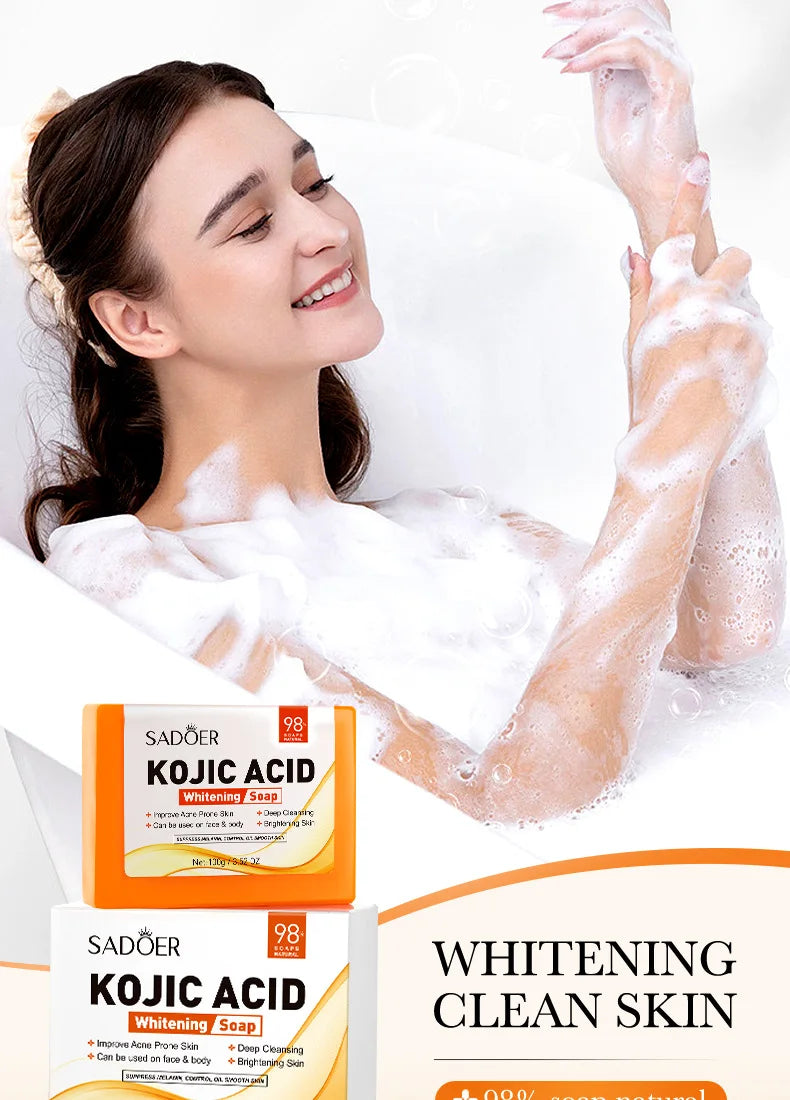 Handmade Whitening Soap Skin Care Deep Cleaning Moisturizing Cleansing Essential Temperate Soap Brighten Skin Kojic Acid Soap
