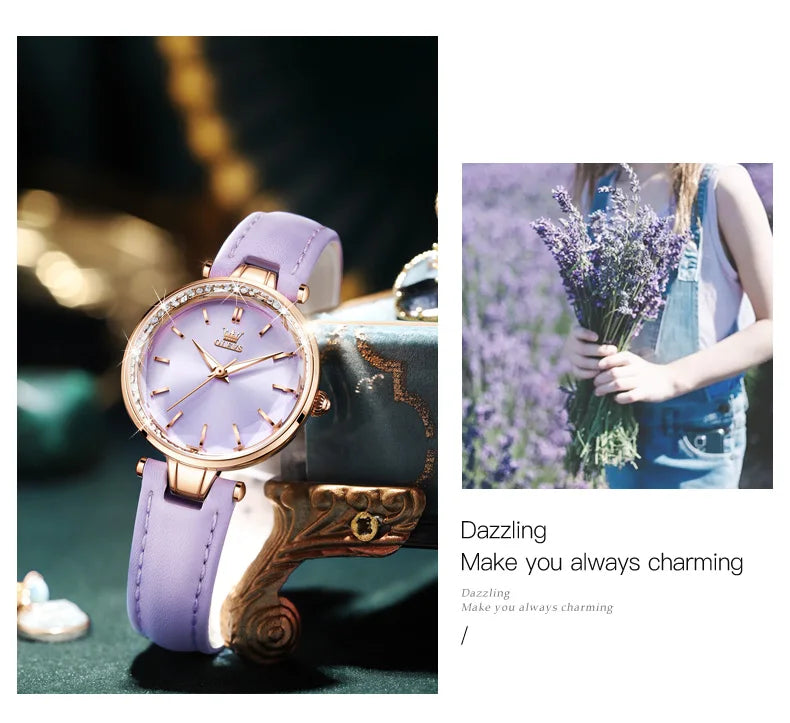 OLEVS Brand watch fashion diamond-encrusted outer ring ladies quartz watch waterproof watch 6645 SwiftNest